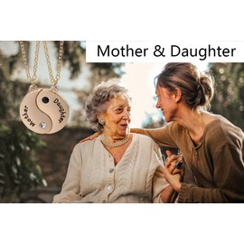 Mother Daughter Necklace Gifts for Women Mom Mum Mother's Day Birthday Gift for Mom Daughter Yin Yang Pendant Matching Necklace Gold Mom Daughter Necklaces Set for 2