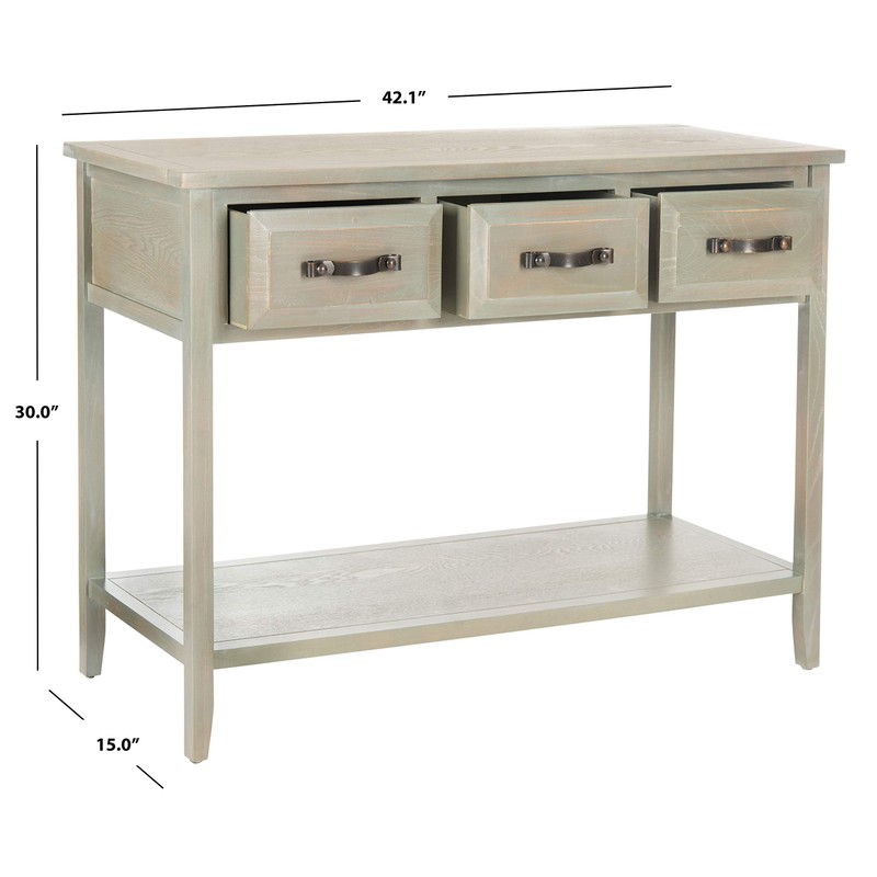 Safavieh Home Collection Aiden Ash Grey 3-Drawer Bottom Shelf Console