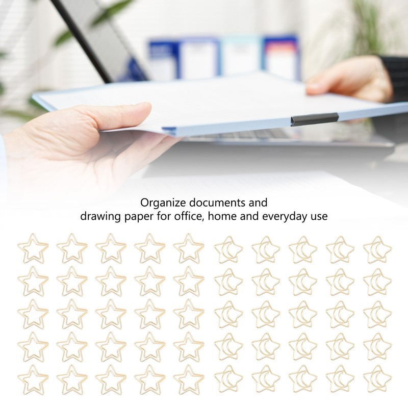 100 Pcs Paper Clips Portable Small Anti Slip Cute Star