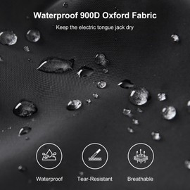 WanDwel RV Electric Tongue Jack Cover Waterproof 900D Oxford Fabric Universal Trailer Jack Protective Cover for Outside Camper RV Accessories-Black 14″(H) x 5″(W) x 10″(D)