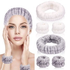 Makeup Headband, 6 Pcs Skincare Headband and Wristbands, Women's Fashion Headbands, Soft Elastic Wrist Bands for Face Washing, Headband for Washing Face Hair Care Makeup Beauty