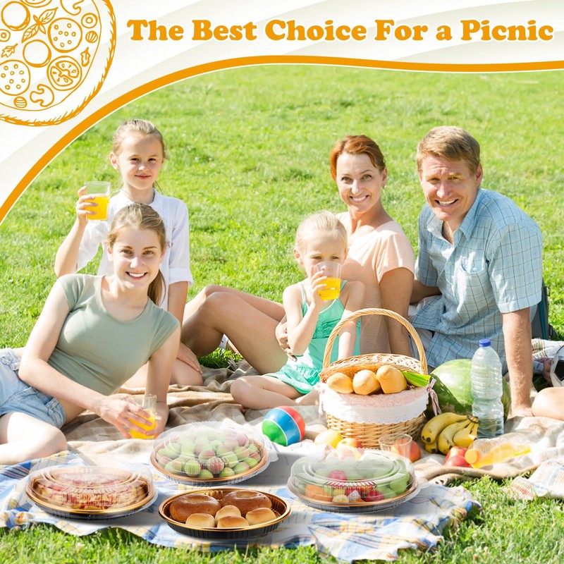 Yoiemivy 24 Pack Disposable Pie Carrier with Clear Lid, 9''