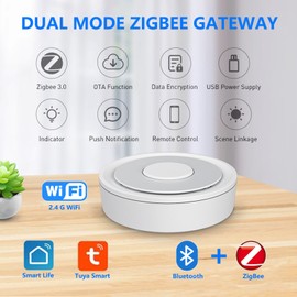 2 in1 Smart ZigBee and Bluetooth Gateway, Zigbee 3.0 Smart Wireless Gateway for Home Automation, 2.4GHz WiFi Only, APP Control, Compatible with Alexa, Google Assistant, Tuya Smart Home Devices