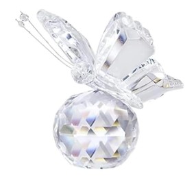 Crystal Butterfly Figurine with Crystal Ball Base – Collectible Gift for Women and Girls, Eid Gift, Baby Keepsake or Birthday Gift (White, Glass)