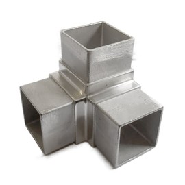 Stainless Steel 316 Flush Joiner 3-Way Structural Fitting Handrail Connector 90 degree for 2" OD (16 Gauge, 1.5mm) Square Tubing