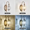 Piepooye Vintage Gold Wall Sconce with Glass Globe Shade Mid