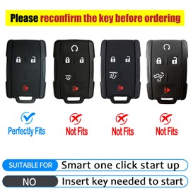 CHATYYD for GMC Key fob Cover with Keychain,Soft TPU Car Key Cover Case for 2014-2022 Chevy Colorado Silverado Suburban Tahoe GMC Canyon Sierra Yukon Accessories(White)