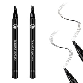 Boobeen 2Pcs Eyebrow Tattoo Pen - Microblading Waterproof Liquid Eyebrow Pencil with Tilted Four-pronged Pen Head Design - Creates Natural Looking Brows Effortlessly and Stays on All Day