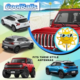 Coolballs California Sunshine Blue Sunglasses Antenna Topper Decor Car Accessory