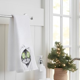 INDAJEDN Funny Cat Hand Towels, Cat Gifts for Women Cat Lovers, Cat Lady Gifts, Cat Bathroom Hand Towels, Cute Hand Towels for Bathroom, Cat Bathroom Decor, 16x24 Inch