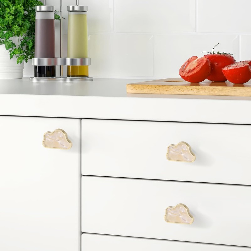 COZHYESS 6 Pcs White Clouds Shell Cup Pull Handles, Kitchen