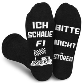 Gemtte Racing Car Novelty Socks, Size 36-45 F1 Funny Socks with Saying "Bitte Nicht Stören - Ich Schaue F1, F1 Merch for Racing Fan, Birthday Christmas Gift for Family and Friends