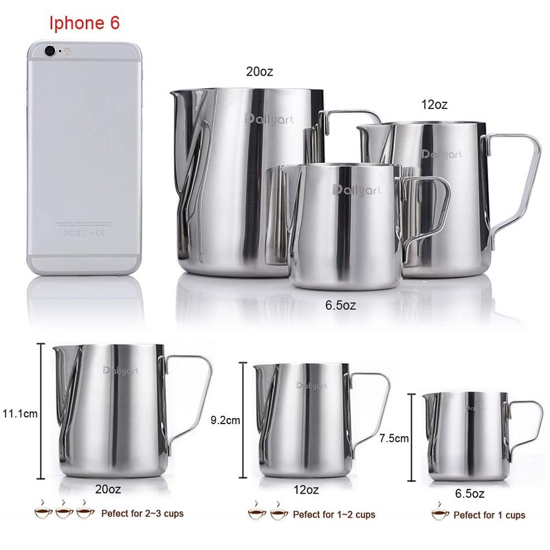 Milk Jug Latte Art Milk Pitcher 18/8 Stainless Steel with