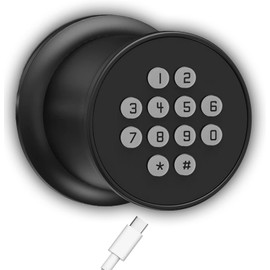 Keyless Entry Door Knob,Smart Knob Unlock by Passcode,Exterior Door Lock with Keypad,Security Door Lock Electronic Door Knob for Home Office Bedroom Hotel Apartment,Black