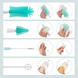 Duoffanny Duoffanny Electric Bottle Brush Cleaner, Baby Bottle Cleaning Kit with Nipple Straw Brushes Drying Rack Soap Dispenser Rechargable Waterproof Multi-Purpose E-Brush Set for Travel & Home, Green