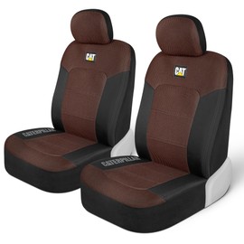 CAT Brown & Black Seat Covers for Cars, Trucks, & SUV - Set of (2) MeshFlex Car Seat Cover Front Seat Protectors - Airbag Compatible Seat Covers for SUV Interior Covers & Seat Cover Accessories