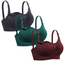 Lataly Womens Seamless Nursing Bra Sleeping Maternity Bralette for Breastfeeding Color Black Burgundy DGreen Size L