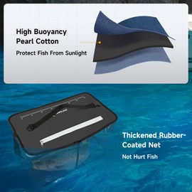 SANLIKE Floating Fishing Basket Collapsible Fishing Net Cage, Rubber Coated Net 40L Fish Basket for Live Caught Fish Minnows Bait Bucket Minnow Trap, Black