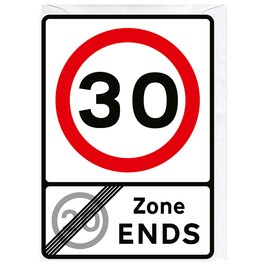 Speed Limit Road Sign - 30 MPH - Birthday Card. Blank Inside