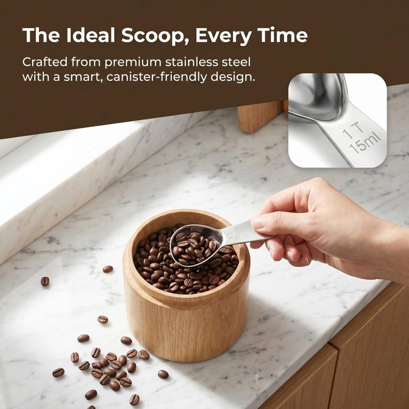 2PCS Stainless Steel Coffee Scoop Measuring Spoons Set Short Handle