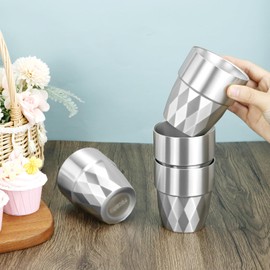 QWORK Stainless Steel Cup, 4 Pack 10 oz Double Wall Insulated Cups, Metal Cup Drinking Tumblers, Vacuum Metal Drinking Glasses