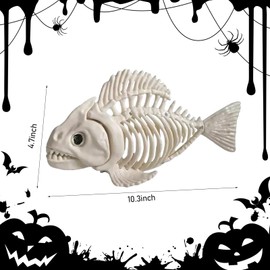Halloween Animal Skeleton Decor Halloween Decorative Horrible Cow Bat Spider Rat Bones for Decoration (1, Fish)