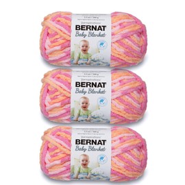 Bernat - Manta para bebé de color melocotón, paquete de 3 unidades de 100 g, poliéster, 6 supervoluminosos, 72 yardas, tejer, ganchillo, manualidades y amigurumi, hilo grueso de chenilla