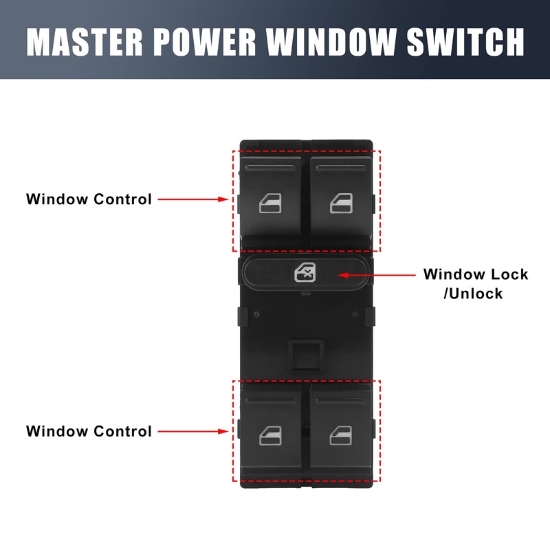 X AUTOHAUX Master Driver Side Power Window Switch 1K4959857AREH Replacement