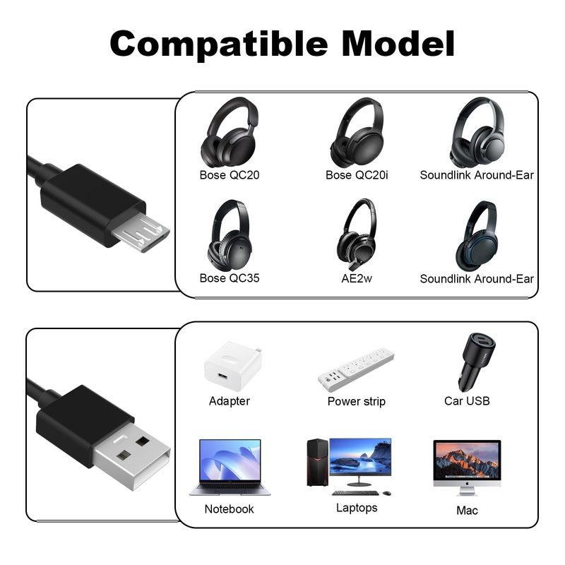 QC35 II Charging Cable Compatible with Bose QC35, QC35 II,