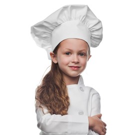 White Kids Chef Hat, Poly/Cotton Twill Fabric