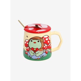 Hot Topic Cottage Frog Mushroom Mug with Spoon & Lid Multi None