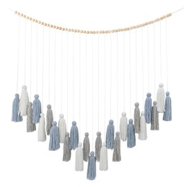 DrCor Dusty Blue Handmade Cotton Boho Macrame Wall Hanging in Coastal Colors, Nursery to Wedding Reusable Decor for Calming Bedrooms & Party Backdrops