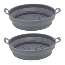 2 PCS Fryer Silicone Basket Nonstick Silicone Liners Fryer Pot Accessories with Handle Diameter 19cm Grey