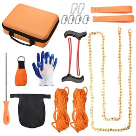 55 Inch Rope Chain Saw with 70 Sharp Teeth & 64 Feet Ropes Kit, Tree Saw High Limb Pocket Chainsaw - Pole Saws for Tree Trimming and Limb Removal