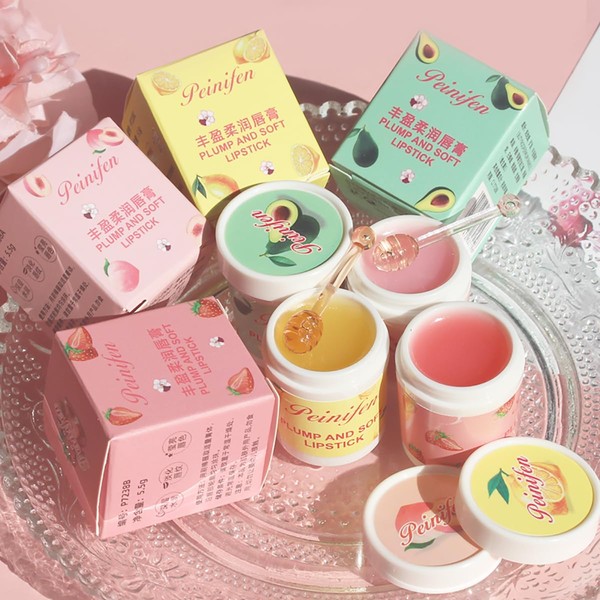 Petansy Cute Hydrating Lip Blam, 4 Packs Fruit Flavored Moisturizing