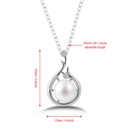 IHOKIT Necklace Pendant Sound Pearl for Women Silver/Gold Plated Copper with Cubic Zirconia Chain Pearl Jewelry Gifts for Holidays and Anniversary