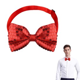 Red Glitter Sparkly Bow Tie for Men Kids Christmas Pre Tied Bow Ties for Men Kids Red Bling Bowtie Bow Ties for Kids Boys Dog Christmas Bow Tie Adjustable Bow Tie Cosplay Wedding Party Bowtie for Men