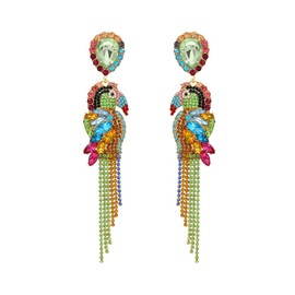 Colorful Parrot Drop Dangle Earrings for Women Cute Multicolor Rhinestones Animal Bird Earrings Shining Rainbow Crystal Beaded Stud Earrings Statement Jewelry Christmas Gifts -Style 1