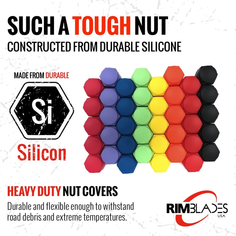 Silicon Lug Nut Covers Black 21mm | Flexible & Durable