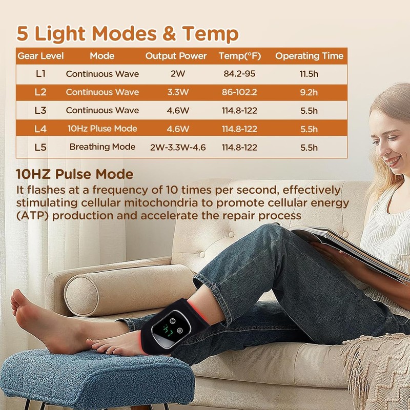 660nm & 850nm Cordless Portable Red Light Wrap for Ankle