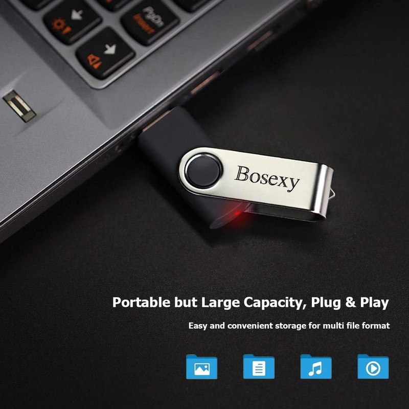 USB Flash Drive 2GB 5PCS, Bosexy Thumb Drive Swivel USB