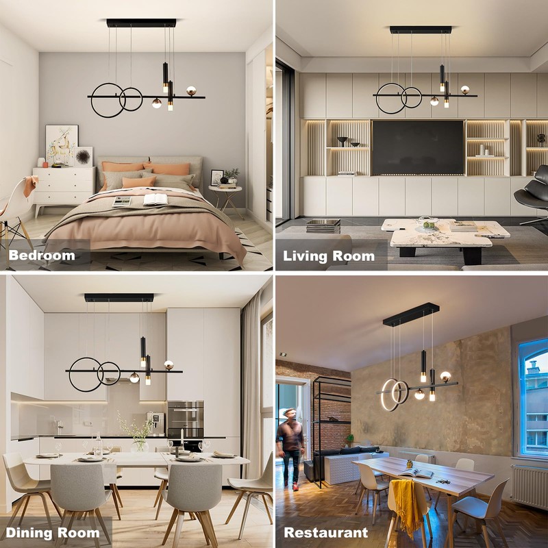 Siittoo Modern Chandeliers for Dining Room, Dimmable Led Linear Pendant