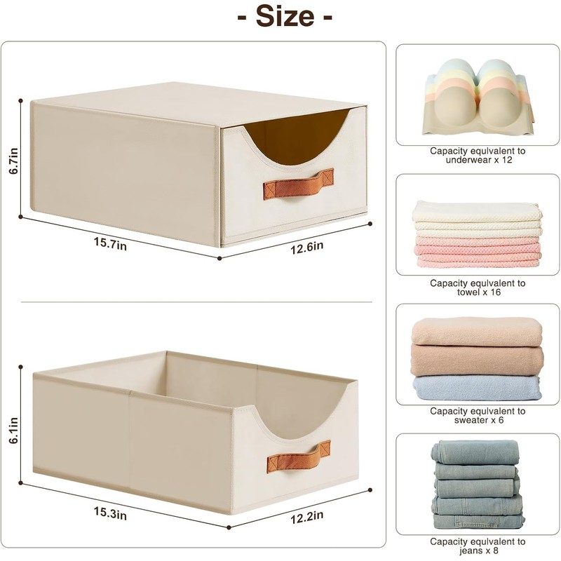 Homsorout Closet Organizers and Storage - Large Stackable Storage Bins