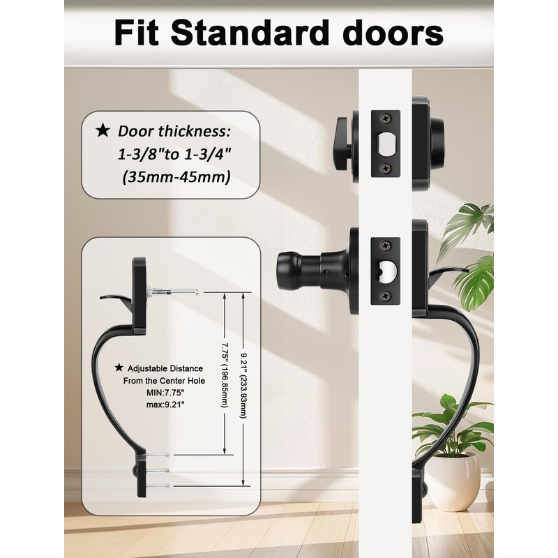 Tinewa Camelot Black Front Door Handle and Deadbolt Set, Front