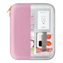 SARLAR Card Case Compatible for Yoto Card Case & Yoto Mini Kids Audio Music Player, Soft Portable Folder with Zipper & 120 Pockets for Player. Binder Sleeve Holder for Travel (Pink)