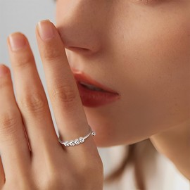 Silber 925 Verstellbarer Fidget Ring, Stressmanagement Tool mit Spinner Ring Mechanismus, Damen Ring für Entspannung, Entspannung durch sanfte Handbewegung, Silber