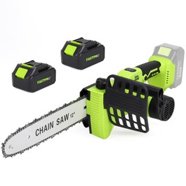 FASTPRO 12" Cordless Chainsaw, 20V 4.0Ah Brushless Chain Saw Kit with 2 Batteries and 2 Saw Chains, For Wood Cutting & Tree Trimming