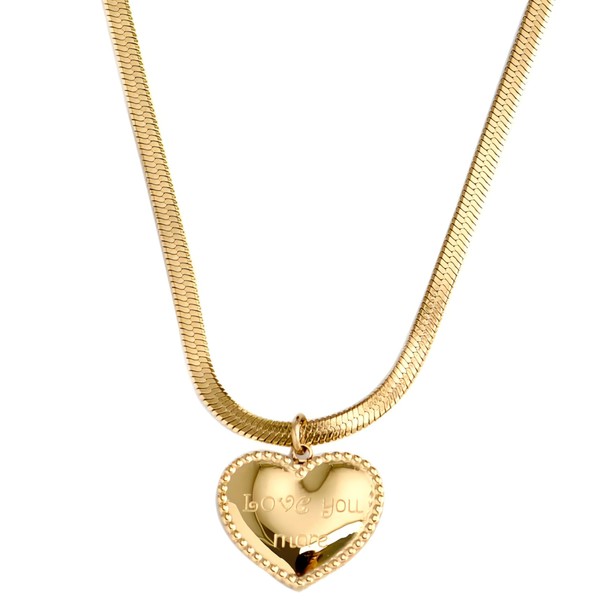 WARIDAR 18K Gold Plated Vibrant Lettering Heart Choker | Dainty