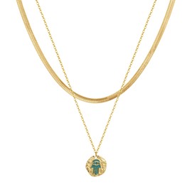 Joo&Rind Women's Necklace, Gold, Nazar Eye Chain, Stainless Steel Necklace with Gemstone, 18 K Gold-Plated Jewellery, Gifts for Women, Medium, Stainless Steel, No Gemstone