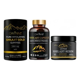 Gwynne Shilajit Gummies Puro Del Himalaya 85 Micronutrientes 60 Gummies +shilajit Resina Natural Pura Orgánica Del Himalaya 30g + Charaji Cápsulas 60unidades